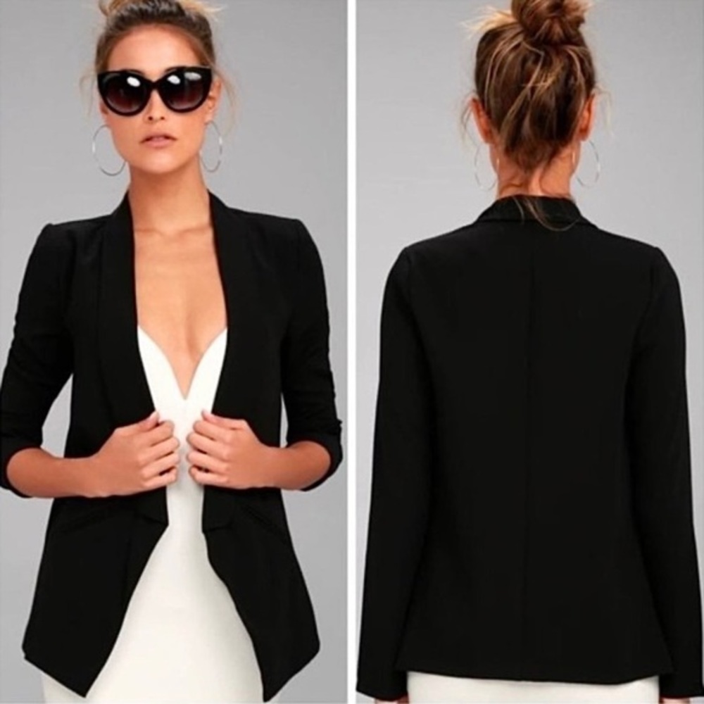 Lulu’s Miss Punctuality Black Lightweight Open Blazer NEW